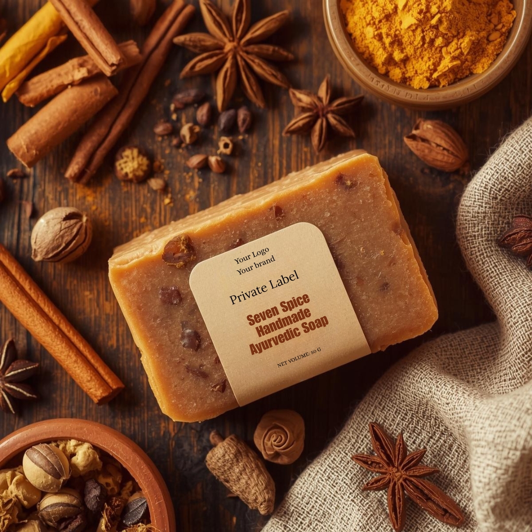 body care,Private Label seven spice handmade Ayurvedic Soap, clean skin care products suppliers, skincare manufacturer 